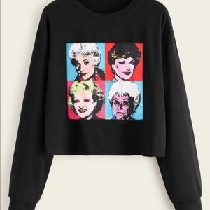 Cropped graphic long sleeve tee